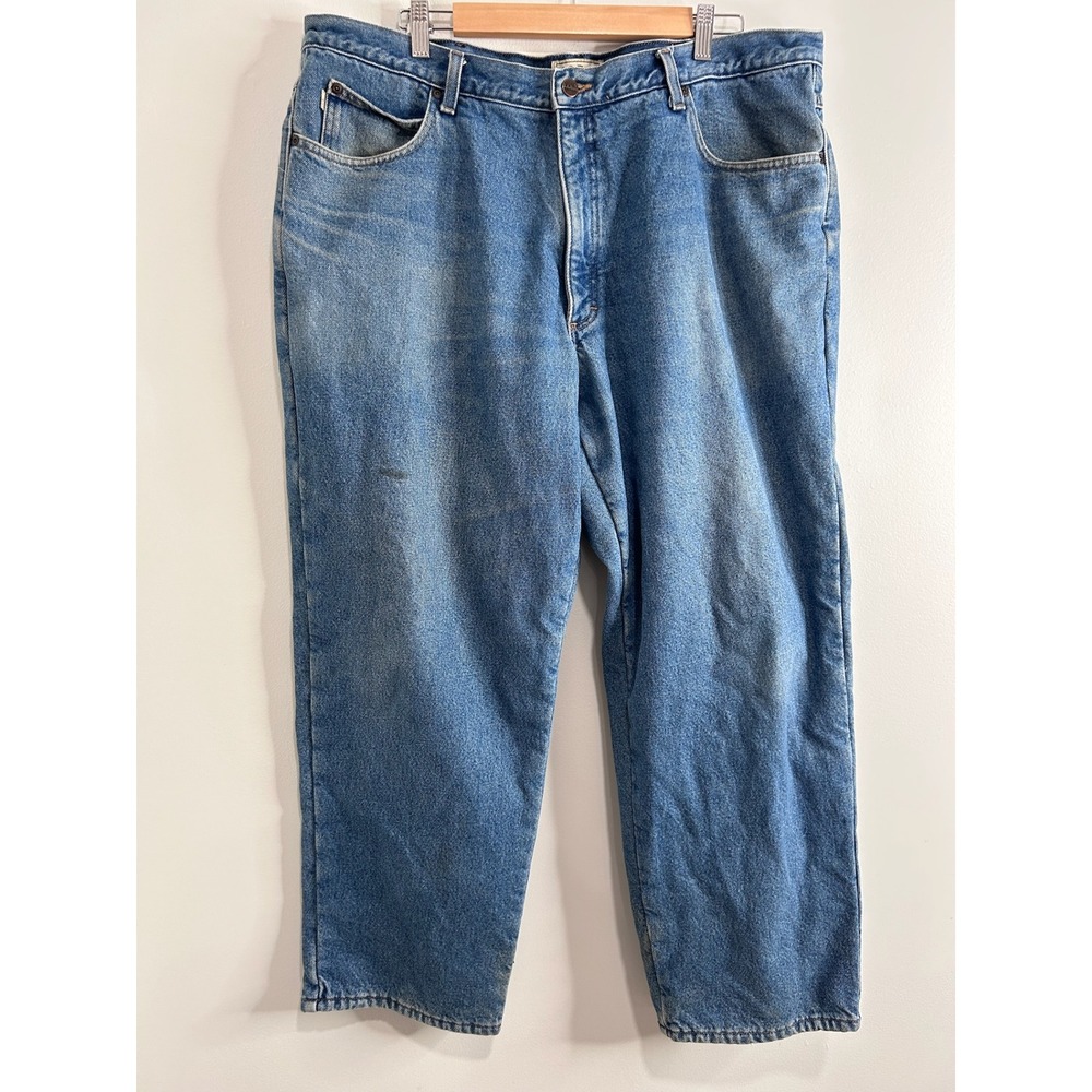 LL Bean Mens 42x30 Relaxed Fit Fleece Lined Jeans Blue Denim Insulated‎ Outdoor